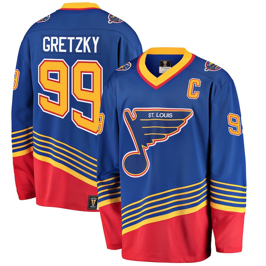 Men St. Louis Blues #99 Wayne Gretzky Fanatics Branded Blue Premier Breakaway Retired Player NHL Jersey->customized nhl jersey->Custom Jersey